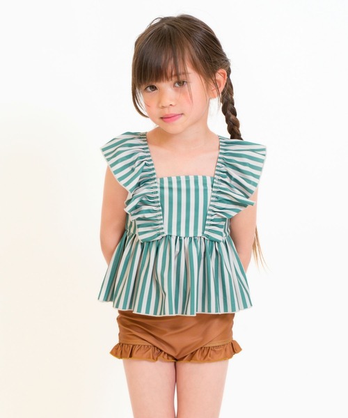 RIO（リオ）の「セパレート水着2点セット（水着・キッズ・サックスブルー/グリーン/ラベンダー/オレンジ・100cm/110cm/120cm/130cm/140cm）」の10枚目の写真