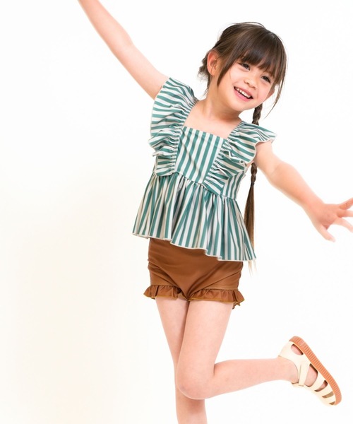 RIO（リオ）の「セパレート水着2点セット（水着・キッズ・サックスブルー/グリーン/ラベンダー/オレンジ・100cm/110cm/120cm/130cm/140cm）」の12枚目の写真