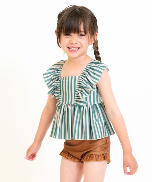 RIO（リオ）の「セパレート水着2点セット（水着・キッズ・サックスブルー/グリーン/ラベンダー/オレンジ・100cm/110cm/120cm/130cm/140cm）」の11枚目の写真