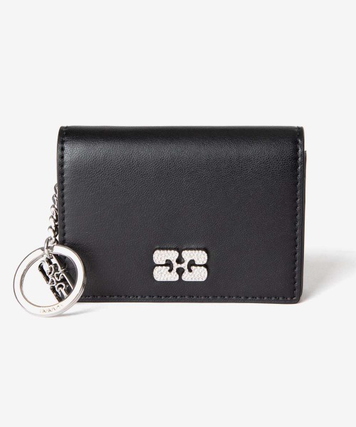 セール】GANNI Bou Flap Card Holder Strass ガニー ボウ