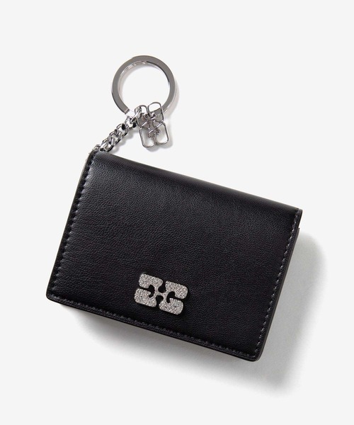 セール】GANNI Bou Flap Card Holder Strass ガニー ボウ