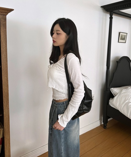 by muni:r（バイ ムニール）の「ラブリータンクトップ+ボレロカーディガンSET（カーディガン/ボレロ・レディース・ホワイト/ブルー/ライトイエロー・FREE）」の19枚目の写真