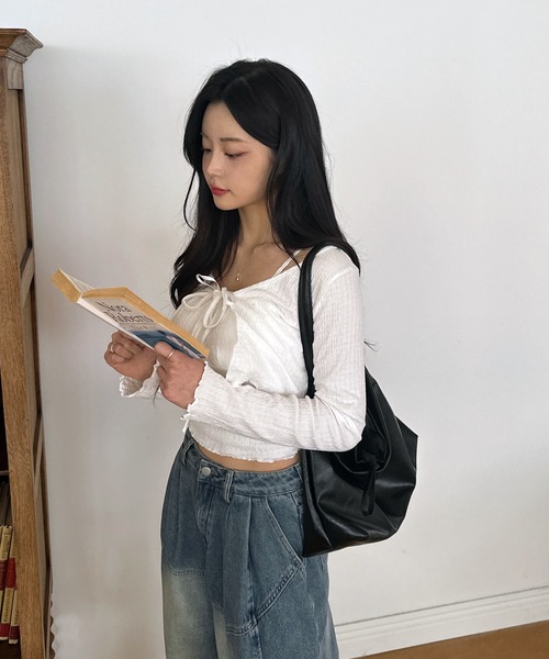 by muni:r（バイ ムニール）の「ラブリータンクトップ+ボレロカーディガンSET（カーディガン/ボレロ・レディース・ホワイト/ブルー/ライトイエロー・FREE）」の20枚目の写真