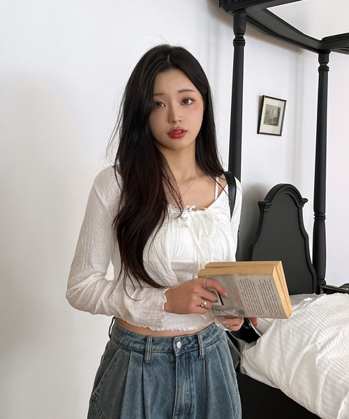 by muni:r（バイ ムニール）の「ラブリータンクトップ+ボレロカーディガンSET（カーディガン/ボレロ・レディース・ホワイト/ブルー/ライトイエロー・FREE）」の21枚目の写真