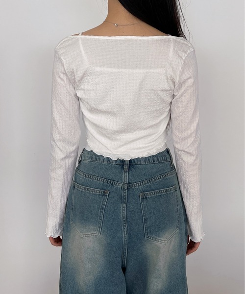 by muni:r（バイ ムニール）の「ラブリータンクトップ+ボレロカーディガンSET（カーディガン/ボレロ・レディース・ホワイト/ブルー/ライトイエロー・FREE）」の7枚目の写真