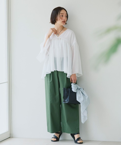 studio CLIP（スタディオクリップ）の「【イージーケア・接触冷感】軽らくストレートチノパンツ（チノパンツ・レディース・ベージュ/ネイビー/オフホワイト/カーキ・MEDIUM/PF/ﾌﾘｰ(L)/LARGE）」の7枚目の写真