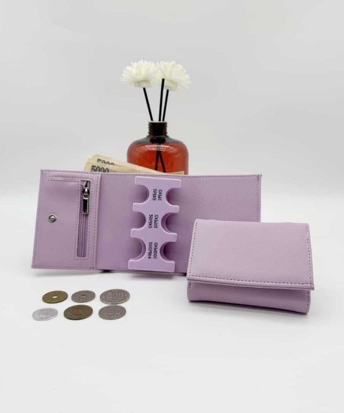 Burner（バーナー）の「【OKUOKU　0909】三つ折り 財布 コイン クリップ付き oku-wallet-728638082130-20（財布・レディース・ブルー/ピンク/ダークブラウン/ホワイト/パープル/ブラック/グレー/ブラウン/パープル系その他・FREE）」の8枚目の写真