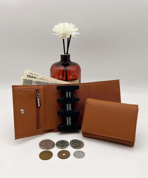 Burner（バーナー）の「【OKUOKU　0909】三つ折り 財布 コイン クリップ付き oku-wallet-728638082130-20（財布・レディース・ブルー/ピンク/ダークブラウン/ホワイト/パープル/ブラック/グレー/ブラウン/パープル系その他・FREE）」の5枚目の写真