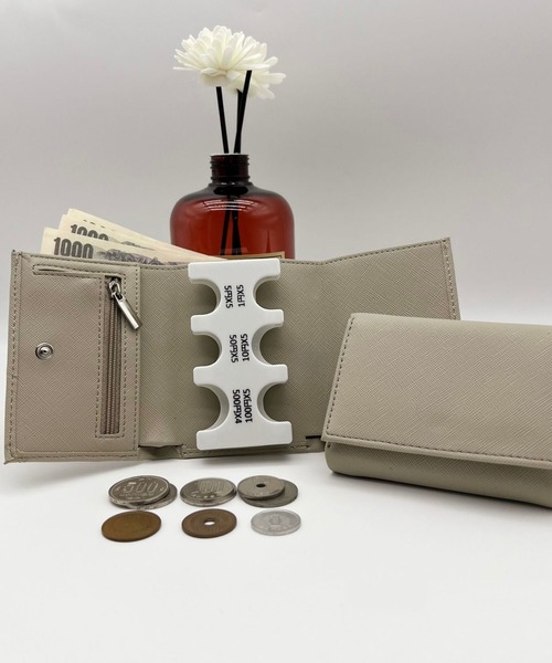 Burner（バーナー）の「【OKUOKU　0909】三つ折り 財布 コイン クリップ付き oku-wallet-728638082130-20（財布・レディース・ブルー/ピンク/ダークブラウン/ホワイト/パープル/ブラック/グレー/ブラウン/パープル系その他・FREE）」の3枚目の写真