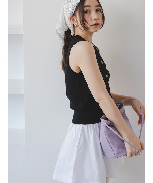 SNIDEL（スナイデル）の「Sustainableタフタミニスカショ（その他パンツ・レディース・ブラック/バーガンディー/ホワイト・0/1）」の7枚目の写真