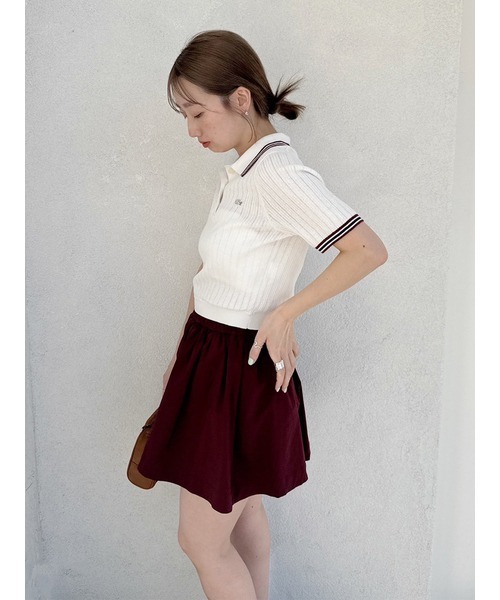 SNIDEL（スナイデル）の「Sustainableタフタミニスカショ（その他パンツ・レディース・ブラック/バーガンディー/ホワイト・0/1）」の13枚目の写真