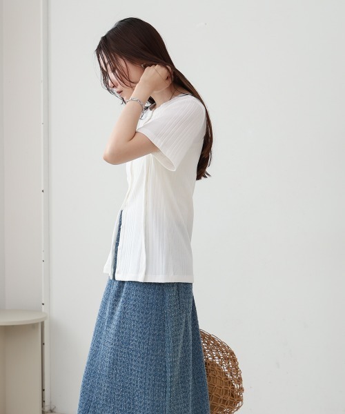 Bab(バブ)の「レイヤード風2WAYトップス(Tシャツ/カットソー・レディース・グレー/ホワイト/ベージュ・M)」の7枚目の写真