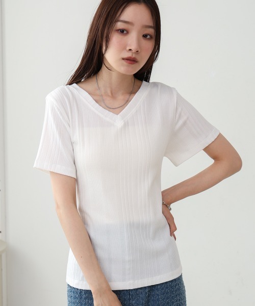 Bab(バブ)の「レイヤード風2WAYトップス(Tシャツ/カットソー・レディース・グレー/ホワイト/ベージュ・M)」の12枚目の写真