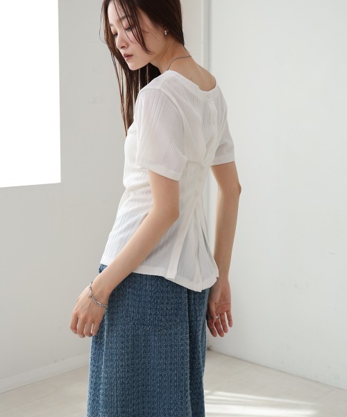 Bab(バブ)の「レイヤード風2WAYトップス(Tシャツ/カットソー・レディース・グレー/ホワイト/ベージュ・M)」の14枚目の写真