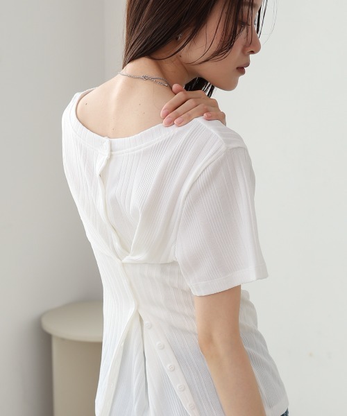 Bab(バブ)の「レイヤード風2WAYトップス(Tシャツ/カットソー・レディース・グレー/ホワイト/ベージュ・M)」の15枚目の写真