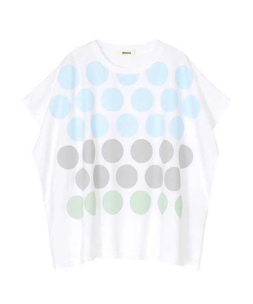 ズッカ ドット デザイン Tシャツ 白 S)ドットプリントT（Tシャツ/カットソー）｜ZUCCa（ズッカ）の