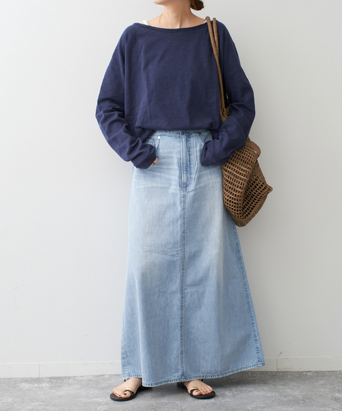Spick & Span(スピックアンドスパン)の「《WEB限定追加》upper hights/アッパーハイツ 別注LAZY SKIRT(デニムスカート・レディース・ブルー/ホワイト・25/24)」の20枚目の写真