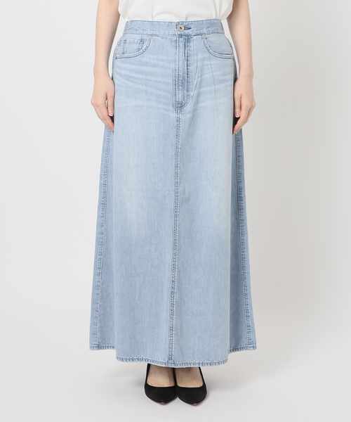 Spick & Span(スピックアンドスパン)の「《WEB限定追加》upper hights/アッパーハイツ 別注LAZY SKIRT(デニムスカート・レディース・ブルー/ホワイト・25/24)」の4枚目の写真