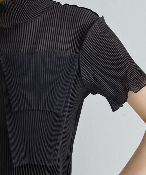 kotohayokozawa（コトハヨコザワ）の「【kotohayokozawa/コトハヨコザワ】《STUDIOUS別注》SHEER LAYERED SHORT SLEEVE HIGH NECK  DRESS/シアーレイヤードショートスリーブハイネックドレス（ワンピース・レディース・ブラック/ブルー・S/M）」の16枚目の写真