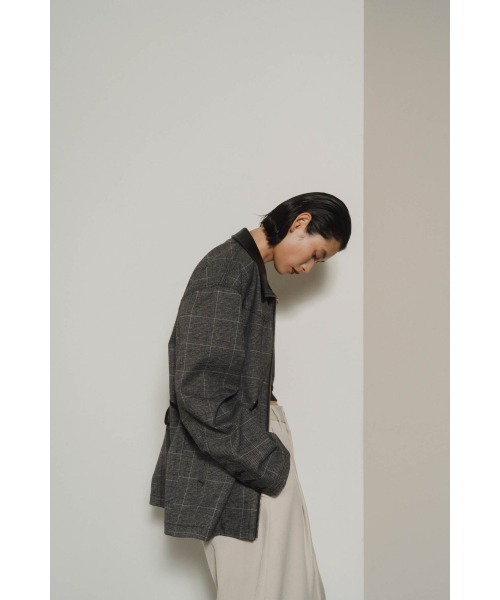 ジャケット・アウター knuthmarf custom leather military jacket custom leather military jacket(unisex)/check | KNUTH MARF
