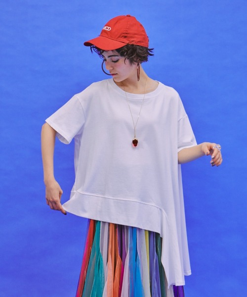 アシンメトリーデザインTシャツ（Tシャツ/カットソー）｜manana suerte