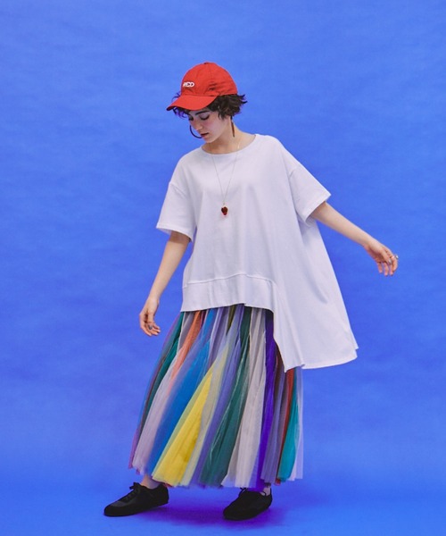 manana suerte（マニャーナスエルテ）の「アシンメトリーデザインTシャツ（Tシャツ/カットソー・レディース・ホワイト/ブラック・FREE）」の10枚目の写真