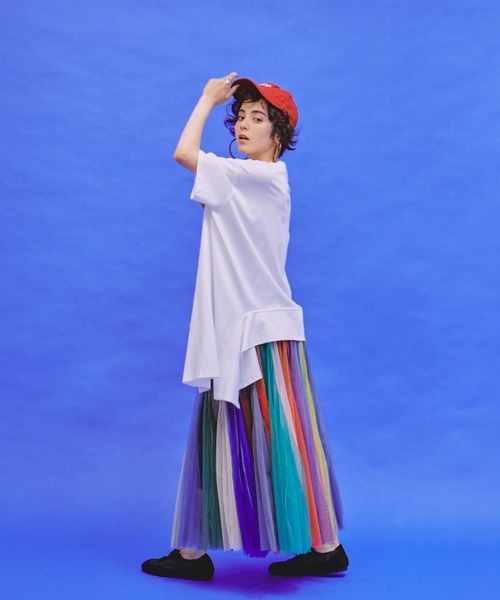 manana suerte（マニャーナスエルテ）の「アシンメトリーデザインTシャツ（Tシャツ/カットソー・レディース・ホワイト/ブラック・FREE）」の12枚目の写真