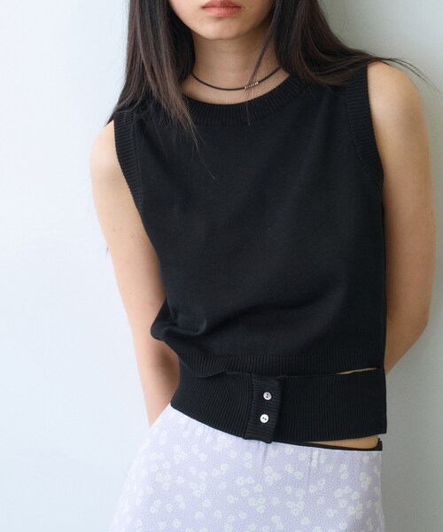 CODE A(コードエー)の「design knit tank(ニット/セーター・レディース・ブラック/ライトブルー/ライトグレー・00)」の2枚目の写真