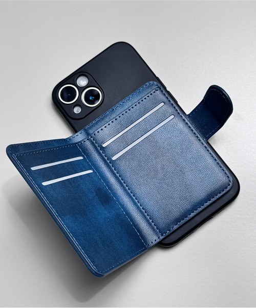 カードホルダースロット財布ケース iPhone 13Pro シリコン　青 カードホルダースロット財布ケース iPhone 13Pro シリコン 青