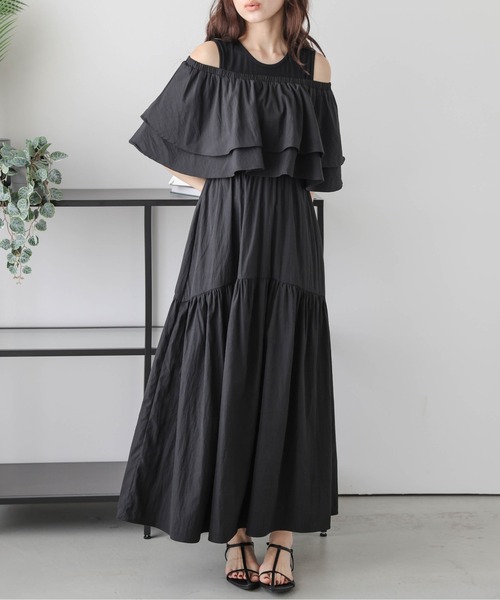 AMELY（エミリー）の「[ 2点セット ] マルチウェイ フリル＆ドッキングワンピース（ワンピース・レディース・ブラウン/ブラック/カーキ/グレイッシュベージュ・フリー）」の6枚目の写真
