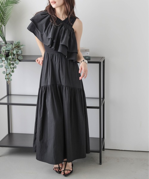 美品ワンダフルワールドジャストウエストオリジナルチェックワンピースタブリエセット セール】 【セットアップ対応】ウールスムース タックディテール
