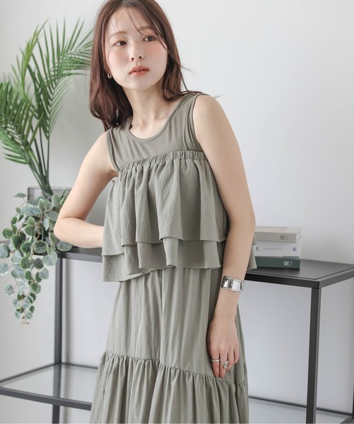 AMELY（エミリー）の「[ 2点セット ] マルチウェイ フリル＆ドッキングワンピース（ワンピース・レディース・ブラウン/ブラック/カーキ/グレイッシュベージュ・フリー）」の18枚目の写真