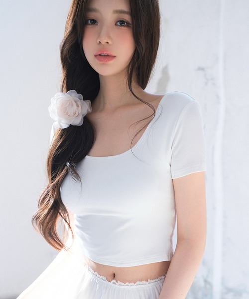 セール】バッククロス×ブラ付きTシャツ（Tシャツ/カットソー）｜VEILA