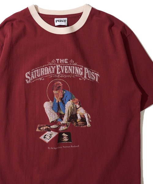 ADPOSION（アドポーション）の「【THE SATURDAY EVENING POST】Cover girl グラフィックプリントリンガーTシャツ（Tシャツ/カットソー・レディース・オフホワイト/ブルー/ワインレッド・LARGE/X-LARGE/MEDIUM）」の3枚目の写真