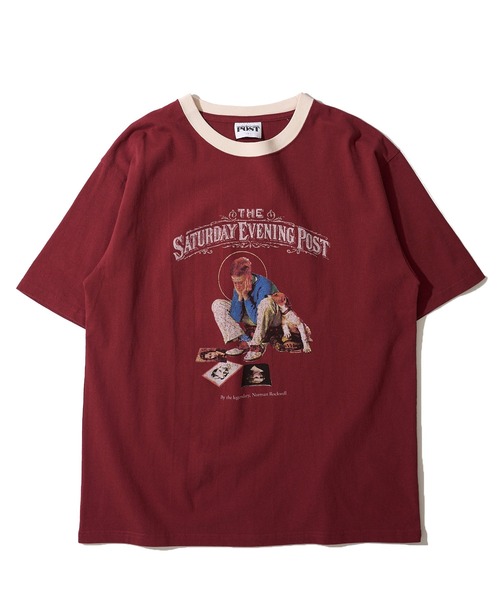 tシャツ 「THE SATURDAY EVENING POST」Cover girl グラフィックプリントリンガーTシャツ レディース メンズ THE SATURDAY EVENING POST】Cover girl グラフィックプリント