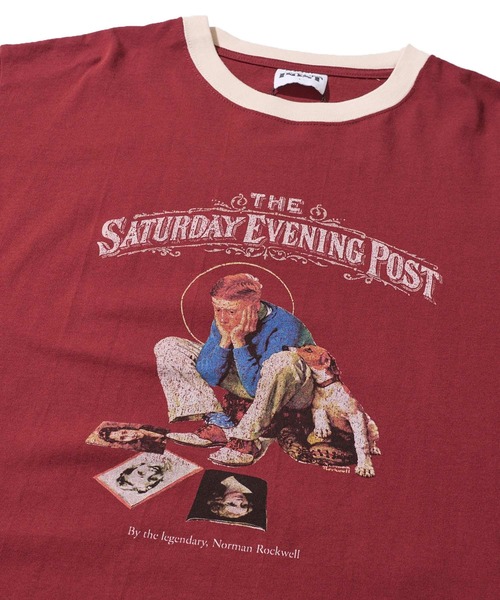 tシャツ 「THE SATURDAY EVENING POST」Cover girl グラフィックプリントリンガーTシャツ レディース メンズ THE SATURDAY EVENING POST】Cover girl グラフィックプリント