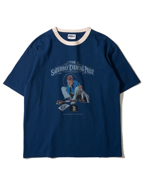 tシャツ 「THE SATURDAY EVENING POST」Cover girl グラフィックプリントリンガーTシャツ レディース メンズ THE SATURDAY EVENING POST】Cover girl グラフィックプリント