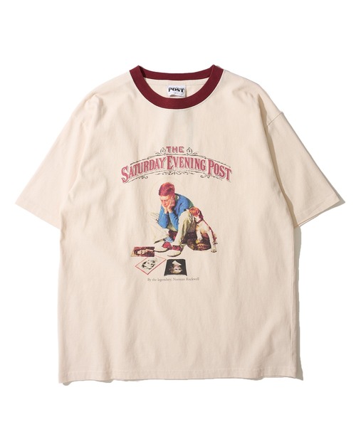 ADPOSION（アドポーション）の「【THE SATURDAY EVENING POST】Cover girl グラフィックプリントリンガーTシャツ（Tシャツ/カットソー・レディース・オフホワイト/ブルー/ワインレッド・LARGE/X-LARGE/MEDIUM）」の4枚目の写真