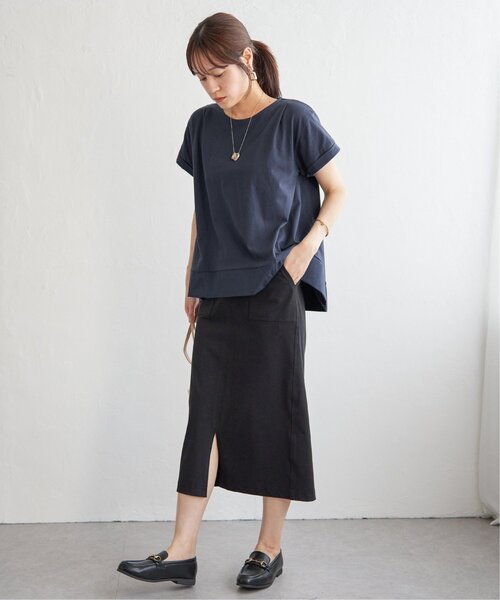 ikka（イッカ）の「Aライン裾切り替えカットソー（Tシャツ/カットソー・レディース・ブラック/グリーン/ネイビー/ベージュ・S/M/L）」の11枚目の写真