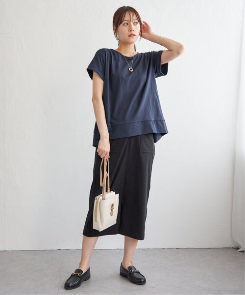 ikka（イッカ）の「Aライン裾切り替えカットソー（Tシャツ/カットソー・レディース・ブラック/グリーン/ネイビー/ベージュ・S/M/L）」の12枚目の写真