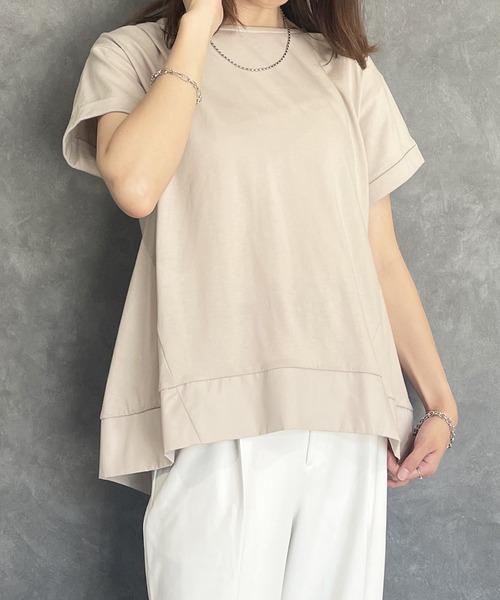 ikka（イッカ）の「Aライン裾切り替えカットソー（Tシャツ/カットソー・レディース・ブラック/グリーン/ネイビー/ベージュ・S/M/L）」の2枚目の写真