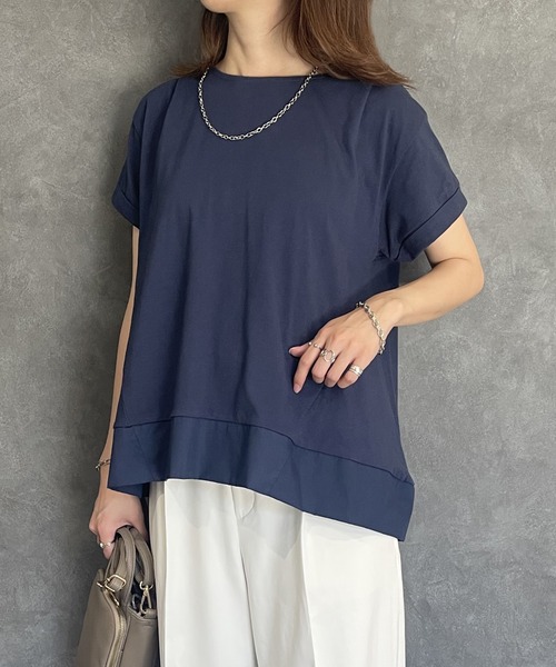 ikka（イッカ）の「Aライン裾切り替えカットソー（Tシャツ/カットソー・レディース・ブラック/グリーン/ネイビー/ベージュ・S/M/L）」の4枚目の写真