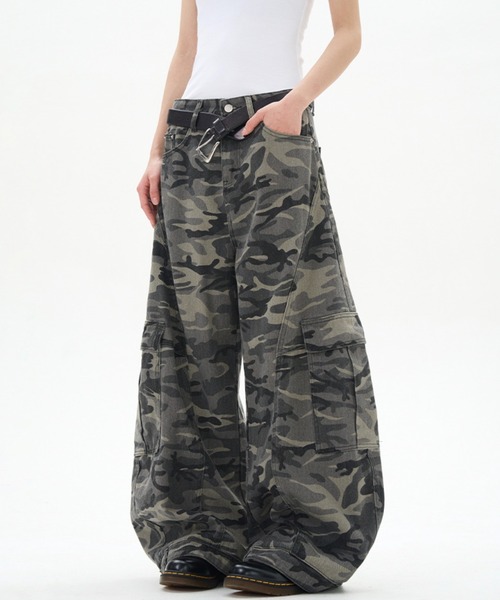 WESTBOY(ウエストボーイ)の「カモフラージュ ワイドカーゴパンツ WO25S11PT01【WB ORIGINALS】(カーゴパンツ・メンズ・カモフラージュ・L/M/XL)」の9枚目の写真