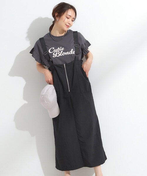 Cutie Blonde（キューティーブロンド）の「【S-LL】ナイロンハーフジップジャンスカ（ワンピース・レディース・ブラック/カーキ・01/02/03/04）」の20枚目の写真