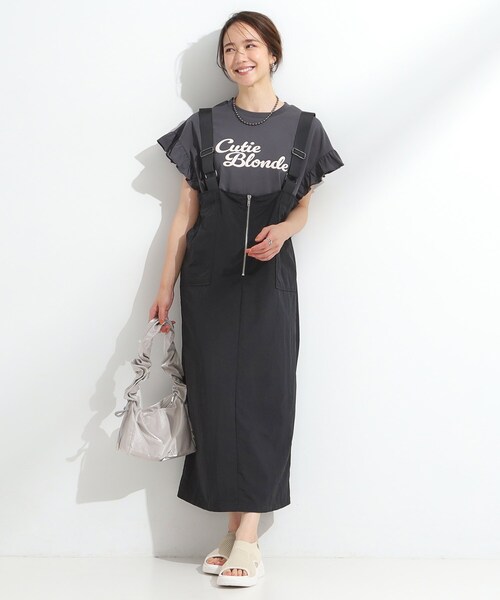 Cutie Blonde（キューティーブロンド）の「【S-LL】ナイロンハーフジップジャンスカ（ワンピース・レディース・ブラック/カーキ・01/02/03/04）」の19枚目の写真