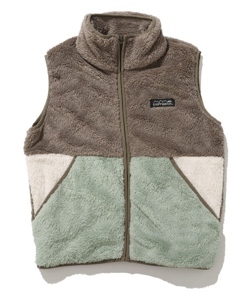 KRIFF MAYER Kid's Collection(クリフメイヤーキッズコレクション)の「切替ボアベスト(ベスト・キッズ・カーキ/オフホワイト/モカ/ネイビー/セージグリーン・170/150/140/130/120/160)」の3枚目の写真