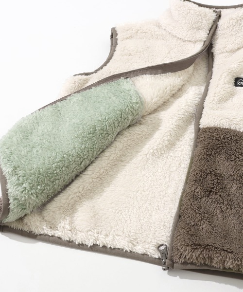 KRIFF MAYER Kid's Collection(クリフメイヤーキッズコレクション)の「切替ボアベスト(ベスト・キッズ・カーキ/オフホワイト/モカ/ネイビー/セージグリーン・170/150/140/130/120/160)」の6枚目の写真