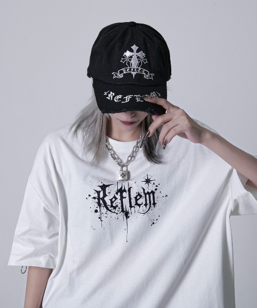 REFLEM(レフレム)の「『REFLEM/レフレム』クロス刺繍ダメージデニムCAP(キャップ・レディース・ブラック×パープル/ブラック×ホワイト/グレー/ブラック×ピンク・FREE)」の16枚目の写真