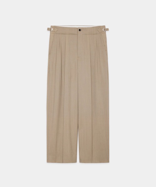 MARKAWARE ウールストレートスラックス　カーキ MARKAWARE フロントプリーツ ペグトップ オーガニックウール
