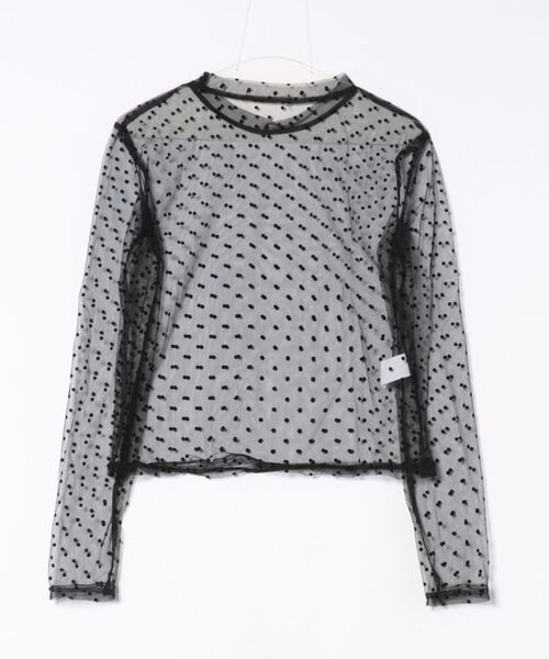 Nia(ニア)の「Nia(ニア)/ドット柄シースルートップス(Tシャツ/カットソー・レディース・ブラック/アイボリー・SMALL/MEDIUM)」の7枚目の写真